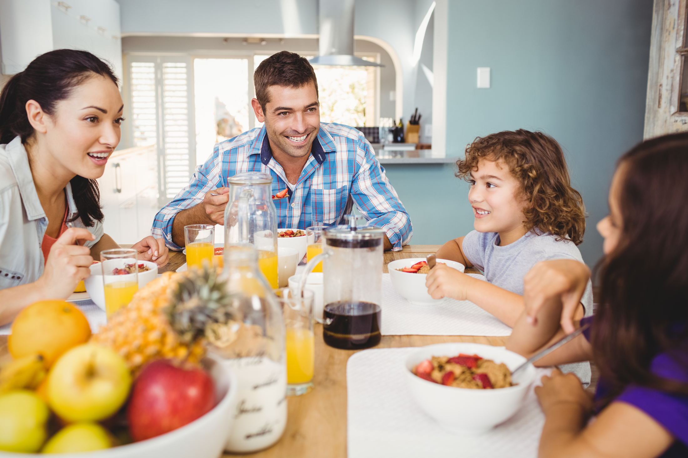 A family eating at a table