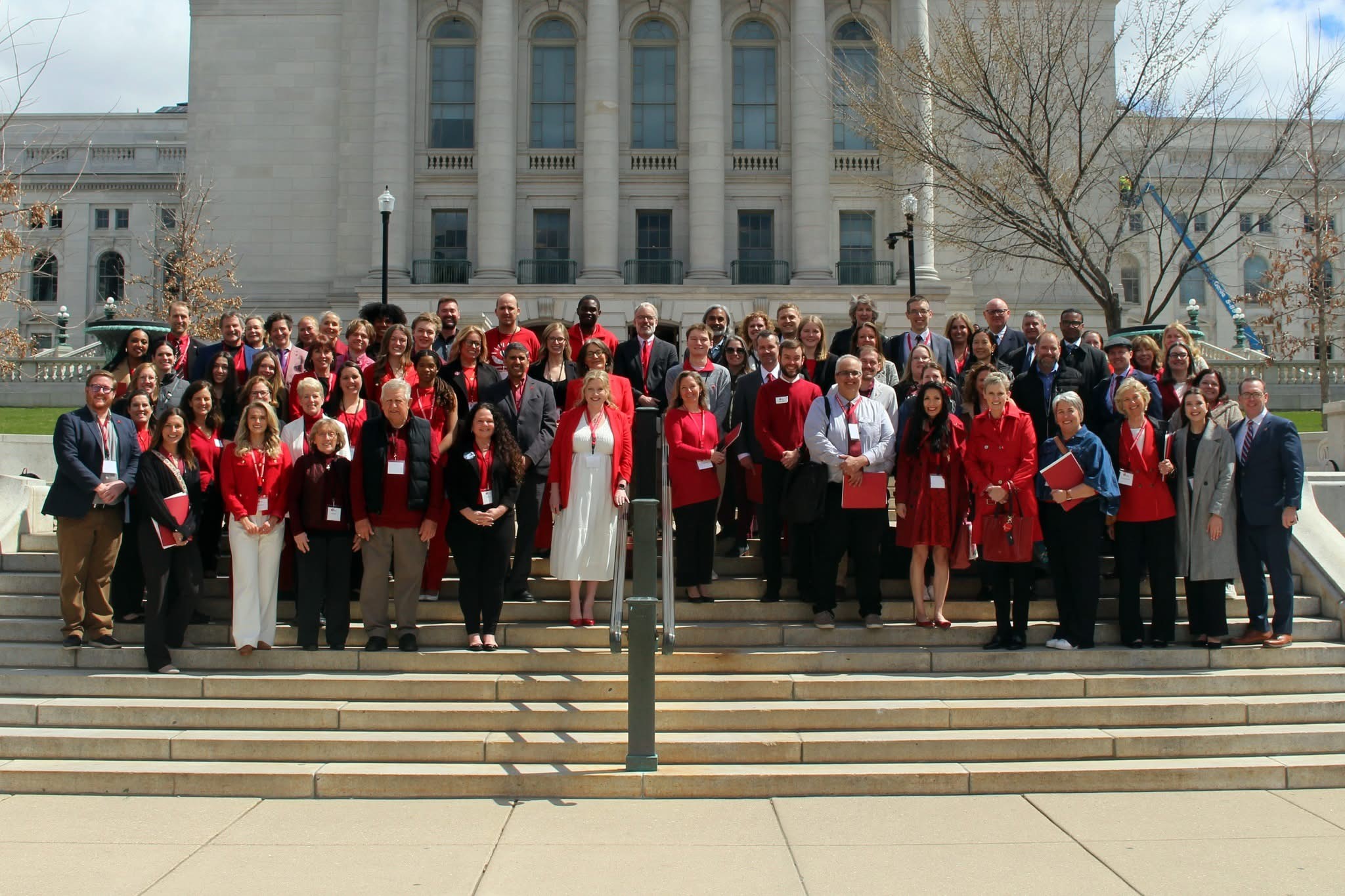 American Heart Association Wisconsin Chapter 2025 Advocacy Day group photo in front of State Capitol