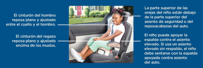 child in booster seat with seatbelt