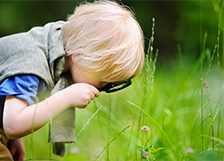 Toddler exploring outside