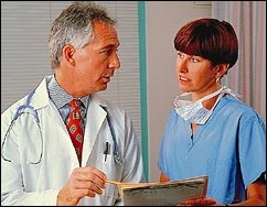 doctor and nurse conversing