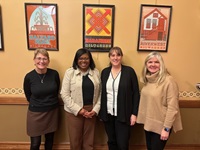 Child advocacy center staff meeting with Sen. Johnson