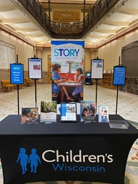 Foster care awareness booth at Milwaukee City Hall