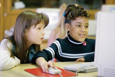 Girls using computer