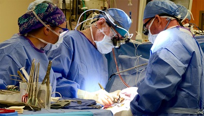 Dr. Viktor Hraska and the surgical team from Children’s Wisconsin perform open-heart surgery