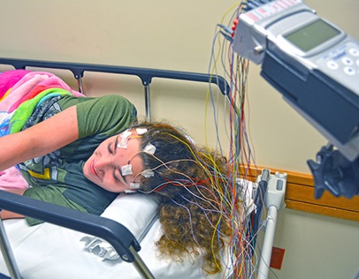 Abigail getting an EEG in June 2018.