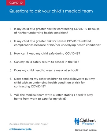 Children's Wisconsin Herma Heart Institute Back to School School Intervention Program Medical FAQ