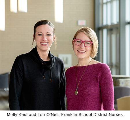 Nurses Molly and Lori Franklin High School Project ADAM Heart Safe School Herma Heart Institute Children's Wisconsin