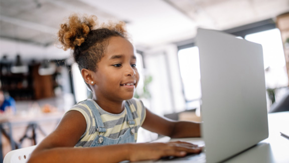 A girl using a computer